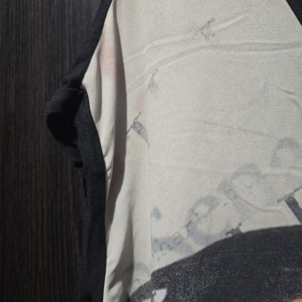 Butterfly Print Women's Shirt - Black and Orange Cap Sleeve Y2K Size XL - Picture 7 of 7